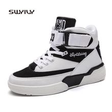 SWYIVY Sneakers Men High-top Hook&Loop Men Skateboarding Shoes 2018 New Spring And Autumn High pop Males Zapatilla Sport Shoes 2024 - buy cheap