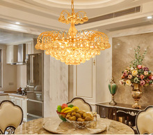 Gold Luxury American Gold Crystal Pendant Light Iron For Dining lighting Restaurant Bedroom Study Room Living Room LED bulbs 2024 - buy cheap