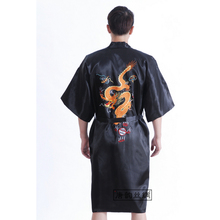 Chinese Style Embroider Dragon Bathrobe Men's Silk Satin Dressing Gown Robe Male Sleepwear With Belt S M L XL XXL XXXL 2024 - buy cheap