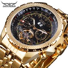 Jaragar Mens Watch Mechanical Golden Black Tourbillon Date Business Fashion Steel Band Sport Watches Automatic Self-Wind Relogio 2024 - buy cheap