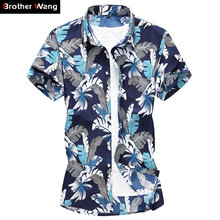 Camisa havaiana masculina de manga curta, camisa casual e floral de tamanho grande, roupas de marca 4xl 5xl 6xl, verão, novo, 2020 2024 - compre barato