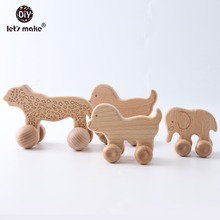 Let's Make-cuentas para mordedores de bebés, en blanco, madera para la dentición, dibujos animados, coche, sonajero, perro, anillo de PVC, Montessori, 1 ud. 2024 - compra barato