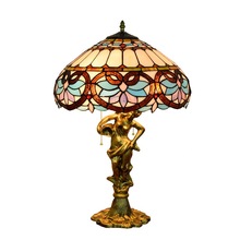 FUMAT Tiffany European Barock Style Table Lamps Stained Glass Desk Lamp Alloy Loving Heart Goddess LED Luxury Table Lights 2024 - buy cheap