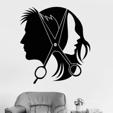 Barbershop Window Sticker  Wall Decal Hairdresser Stylist Hair Salon Unisex Stickers Hair Salon Art Mural For Barber Shop N44 2024 - buy cheap