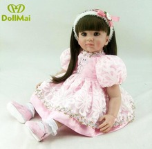 Boneca infantil de silicone reborn, 60cm, brinquedo de vinil, princesa, tempo de crianças, presente para meninas 2024 - compre barato