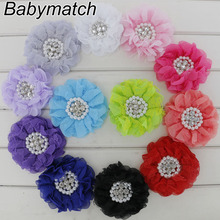 Babymatch 48pcs/lot 3.5'' Multi Lace Beaded Chiffon Flower Pearl Rhinestone Ruffled Flowers Headband Hair Accessories 2024 - buy cheap