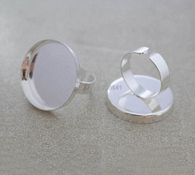 Definições de anel aberto em branco com copos redondos de bisel profundo para parede cameo base de cabochão anéis achados joias faça você mesmo banhados a prata 2024 - compre barato