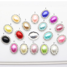 50pcs Fashion Oval Flat Back Rhinestone Button Colorful Pearl Wedding Garment Embellishment Buckle 20*25mm 2024 - buy cheap
