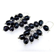 Elegant 100% Genuine Freshwater Pearl Dangle Earrings For Women,5-7mm Black Color Rice Pearl Silves Jewellery 2024 - buy cheap