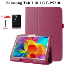 Funda protectora de piel sintética con tapa para Samsung Galaxy Tab 3, protector de tableta de 10,1 pulgadas, con película y bolígrafo, GT-P5200, P5200, P5210, P5220 2024 - compra barato