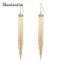 Shineland Vintage Long Drop Earrings Metal Tassel Dangle Earring for Women Punk Statement Jewelry pendientes mujer moda 2024 - buy cheap