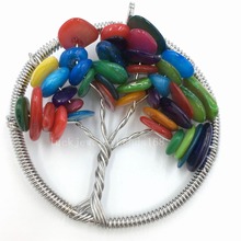 Frete grátis joias da moda 49mm árvore da vida-multi cores concha de pérola envoltório de fio conta c6185 2024 - compre barato