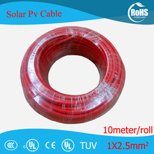 Cable Solar PV de 10m/rollo 2.5mm2(14 AWG), Cable de cobre rojo y negro, chaqueta XLPE con aprobación TUV 2024 - compra barato