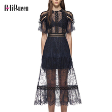 2019 Women Summer Dress Runway Designer Self Portrait Sexy Lace Hollow Transparent Backless Dress Party Dresses Vestido De Festa 2024 - buy cheap