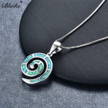 Blaike Dainty Green/Orange/Purple/White Fire Opal Spiral Pendant Necklaces For Women Silver Color Halloween Gifts 2024 - buy cheap