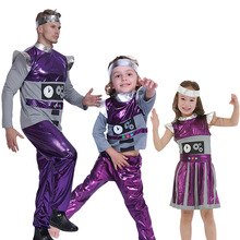 Disfraz de robot para fiesta de Halloween, ropa para adultos, niños y niñas, púrpura, gris 2024 - compra barato
