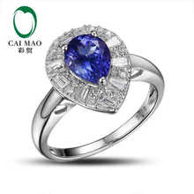 CaiMao 18KT/750 White Gold 1.62 ct Natural IF Blue Tanzanite AAA 0.45 ct Full Cut Diamond Engagement Gemstone Ring Jewelry 2024 - buy cheap