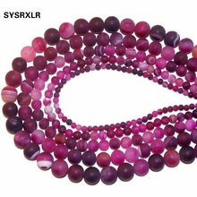 Оптовая продажа, тусклые блестящие розово-красные бриллиантовые круглые бусины из натурального камня, бриллиантовые ожерелья, браслеты 4, 6, 8, 10, 12 мм 2024 - купить недорого