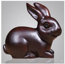 Wooden crafts carving eight directions Ebony wood carving porridge Zodiac Animal rabbit black sandalwood Handmade sculpture 2024 - buy cheap