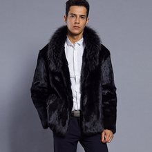 Best selling! Men 2018 new winter black fashion longhaired faux fur coat Fox fur Turn-down Collar full fur coats men fur jacket 2024 - buy cheap