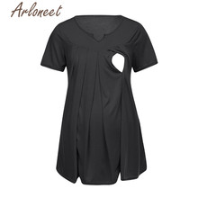 ARLONEET одежда для женщин топы для беременных Однотонная футболка с коротким рукавом большой размер Грудное вскармливание Nusring Летняя женская одежда для беременных 2024 - купить недорого