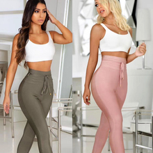 Hot Sale Women Fashion Sexy Black Pink Bandage Pants 2019 Bodycon Designer Bandage Pencil Pants 2024 - buy cheap