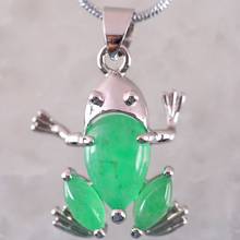 Free Shipping New New without tags Fashion Jewelry 19X23MM Frog Natural Green Jad Pendant With Chain 18inches RK272 2024 - buy cheap