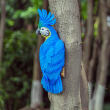 34cm decorative parrot figurines garden door birds decoration statues artificial animal craft tree wall hanging sculpture 2024 - buy cheap