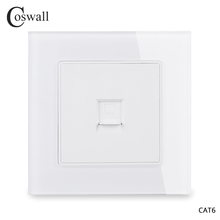 Coswall Glass Panel 1 Gang CAT6E RJ45 Internet Connector Outlet Tool-free Quick-wireable Wall Socket White Black Grey C1 Series 2024 - buy cheap