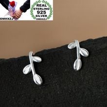 OMHXZJ Wholesale European Fashion Woman Girl Party Wedding Gift Silver Leaf S925 Sterling Silver Drop Earrings EA383 2024 - buy cheap