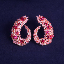 jankelly Famous Design Luxury Popular Geometry Flower Full Mirco Paved Cubic Zirconia Wedding Earring Fashion Jewelry 2024 - buy cheap