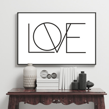 Pintura minimalista de amor en lienzo, decoración para dormitorio infantil en blanco y negro, carteles y impresiones imágenes para la pared, dormitorio de niños, boda, hogar 2024 - compra barato