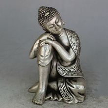 christmas decorations for home+ Collectible Decorated Old Tibet Silver Carved sleeping Buddha  Statue  freeshipping 2024 - buy cheap