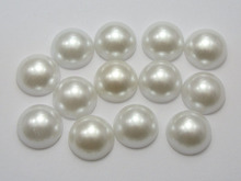 200 Pure White Half Pearl Round Beads 14mm Flat Back Scrapbook 2024 - buy cheap