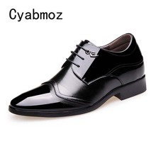 Cyabmoz spring autumn business formal shoe lacing height increasing 6 cm male shoes men patent leather pointed toe dress shoes 2024 - buy cheap