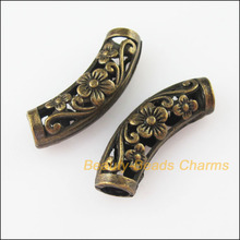 12 New Charms Wave Flower Tube Spacer Beads 9x25.5mm Antiqued Bronze Color 2023 - buy cheap