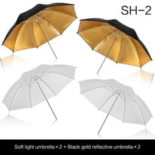 Guarda-chuva de 33 polegadas 83cm para estúdio fotográfico, 2 peças, refletores, preto, dourado, fotografia, sombrinha e 2 peças, 33 polegadas 2024 - compre barato