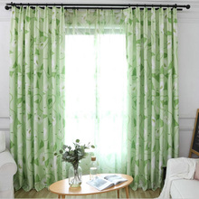 Cortinas para sala de estar, tela de tul opaca con hojas, estilo Pastoral, respetuoso con el medio ambiente, cortina hecha a medida 2024 - compra barato