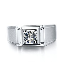 Anel de noivado masculino grand real moissanite, anel de noivado branco 14k, 0.45 quilate, ouro sólido, com caixa 2024 - compre barato