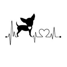 15.2*8.6CM Chihuahua Heartbeat Dog Car Styling Cute Funny Animal Decorative Stickers Black/Silver C6-1155 2024 - buy cheap