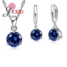 Big Promotions Multicolors 925 Sterling Silver Wedding Elegant Jewelry Sets CZ Shiny Crystal Pendant Necklace Earrings 2024 - buy cheap