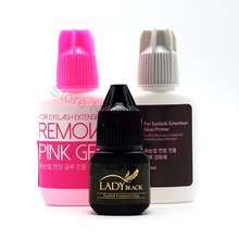 Free Shipping 5ml Black lady Glue+primer+remover set for Eyelash Extension fasting dry glue low irritation fume with Sealed Bag 2024 - buy cheap