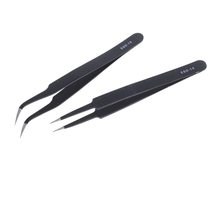 2pcs/lot Non-magnetic Anti-static Precision Tweezers Set Steel Fine ESD Tweezer Electronics Repair Tools 2024 - buy cheap