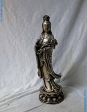 10" China silver Buddhism Kwan-yin Wishful Guanyin buddha Sculpture Statue 2024 - buy cheap