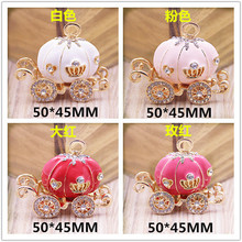 Free Shipping 10PCS Rhinestone Crystal Enamel Fashion Princess Pumpkin Carriage Metal Jewelry Necklace Pendant 50*45MM 2024 - buy cheap