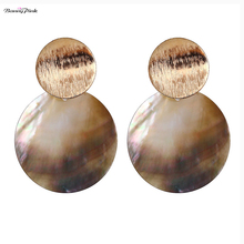 Banny-pendientes redondos bohemios para mujer, con pasador de concha Natural, Metal elegante, geométrico, regalo exquisito 2024 - compra barato