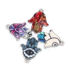 2/4Pcs/lot 18x23mm Alloy Enamel Charms Pendants Palm Drop Oil Necklace Pendant Fit for Bracelet Earring Making Jewelry Findings 2024 - buy cheap