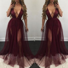 Fashion Womens Dress Sexy backless Vestido Sequined Lace V neck Summer Costume Casual Sleeveless Evening Party Long Maxi Dresses 2024 - buy cheap