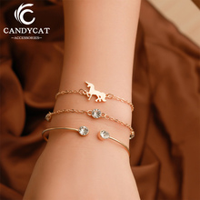 Conjuntos de pulseras de unicornio para mujer, brazaletes de la amistad, joyas de boda, playa, Color plateado 2024 - compra barato