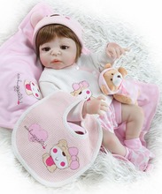 New 56cm pink Full silicone body girl Reborn Baby Doll bebe doll raborn Newborn Dolls For Children Birthday Gifts Baby Dress 2024 - buy cheap